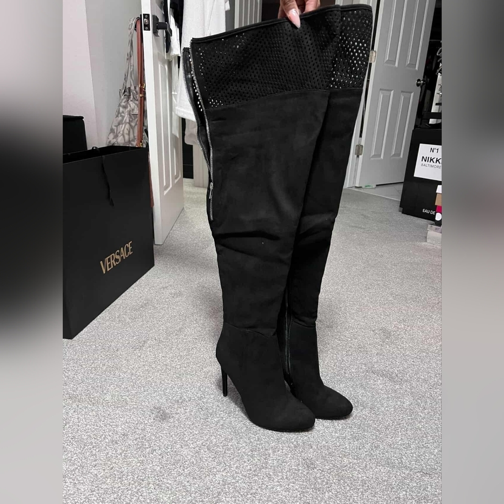 Call It Spring Black Over-the-Knee Boots